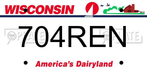 704REN Wisconsin License Plate