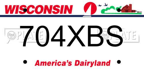 704XBS Wisconsin License Plate