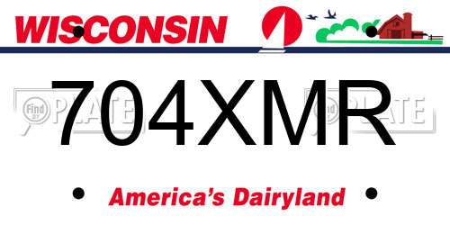 704XMR Wisconsin License Plate