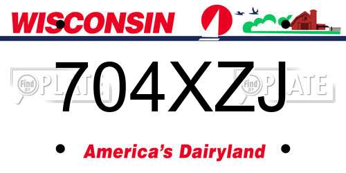 704XZJ Wisconsin License Plate