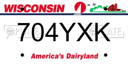 704YXK Wisconsin License Plate