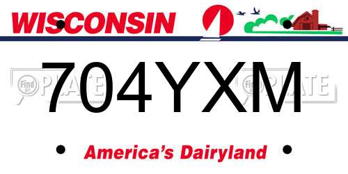 704YXM Wisconsin License Plate