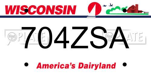 704ZSA Wisconsin License Plate