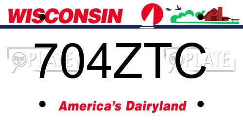 704ZTC Wisconsin License Plate