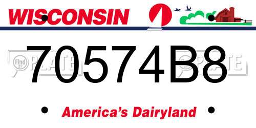 70574B8 Wisconsin License Plate
