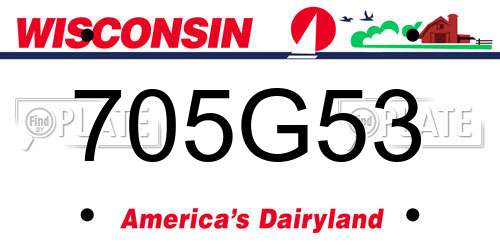 705G53 Wisconsin License Plate