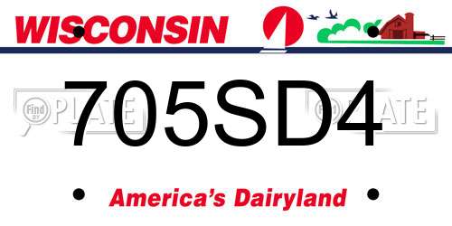 705SD4 Wisconsin License Plate
