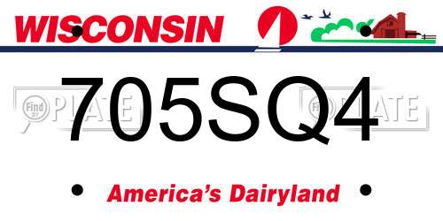 705SQ4 Wisconsin License Plate