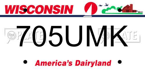 705UMK Wisconsin License Plate