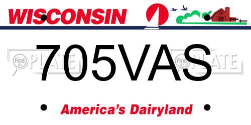 705VAS Wisconsin License Plate