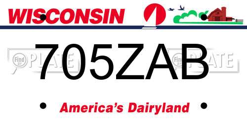 705ZAB Wisconsin License Plate