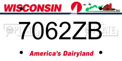 7062ZB Wisconsin License Plate
