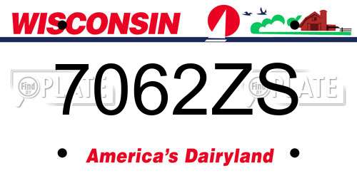 7062ZS Wisconsin License Plate