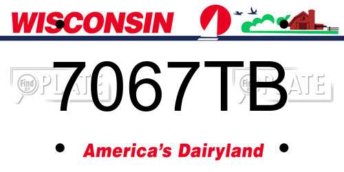 7067TB Wisconsin License Plate