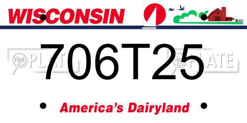 706T25 Wisconsin License Plate