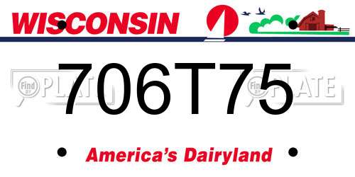 706T75 Wisconsin License Plate