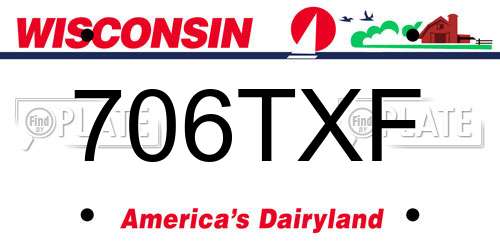 706TXF Wisconsin License Plate