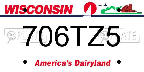 706TZ5 Wisconsin License Plate