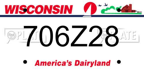 706Z28 Wisconsin License Plate