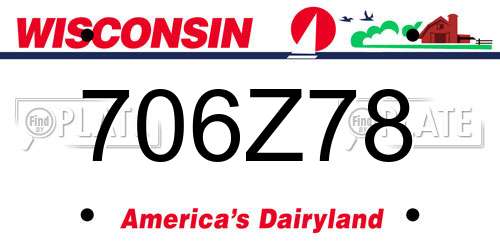706Z78 Wisconsin License Plate