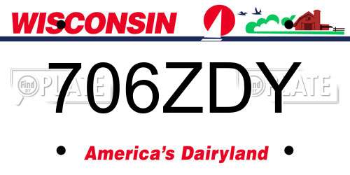 706ZDY Wisconsin License Plate