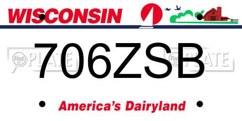 706ZSB Wisconsin License Plate