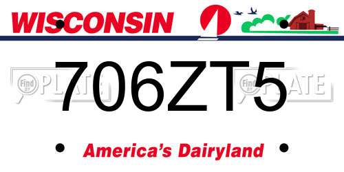 706ZT5 Wisconsin License Plate