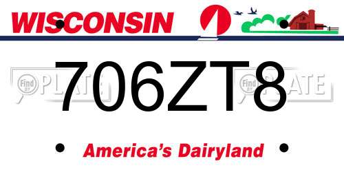 706ZT8 Wisconsin License Plate