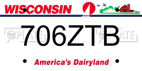 706ZTB Wisconsin License Plate