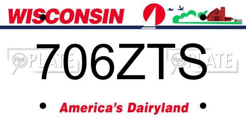 706ZTS Wisconsin License Plate