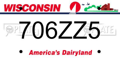 706ZZ5 Wisconsin License Plate