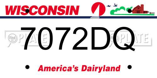 7072DQ Wisconsin License Plate