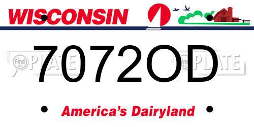 7072OD Wisconsin License Plate