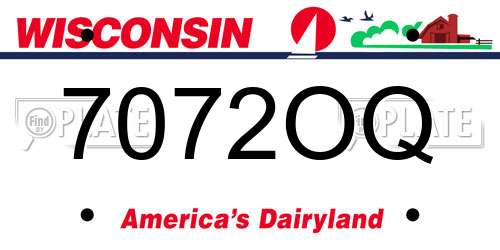 7072OQ Wisconsin License Plate