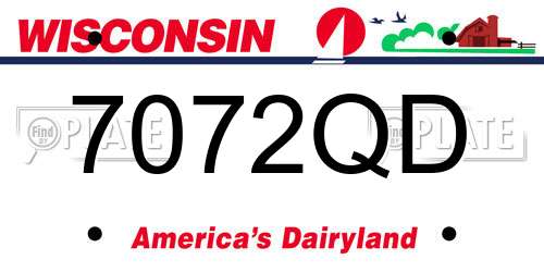 7072QD Wisconsin License Plate