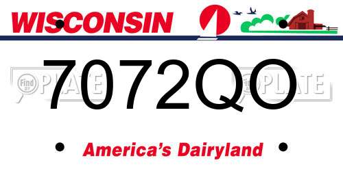 7072QO Wisconsin License Plate