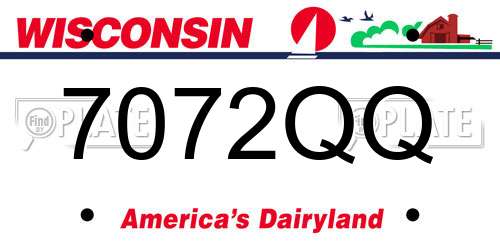 7072QQ Wisconsin License Plate