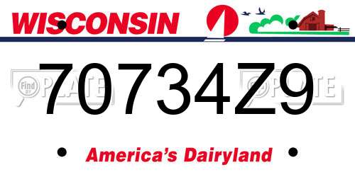 70734Z9 Wisconsin License Plate