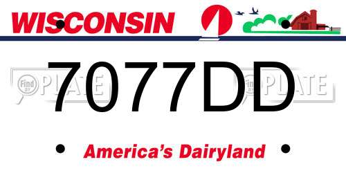7077DD Wisconsin License Plate