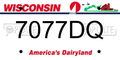 7077DQ Wisconsin License Plate