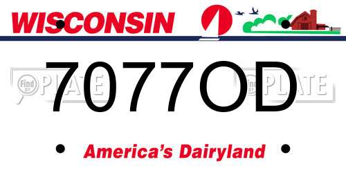 7077OD Wisconsin License Plate