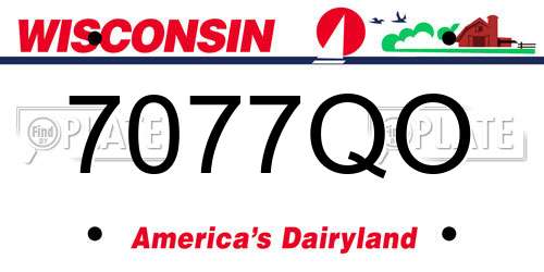 7077QO Wisconsin License Plate
