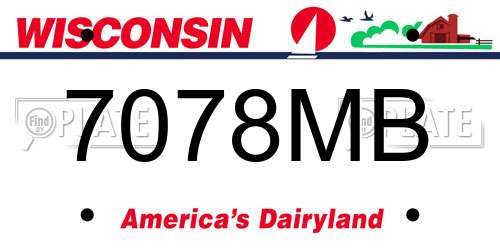 7078MB Wisconsin License Plate