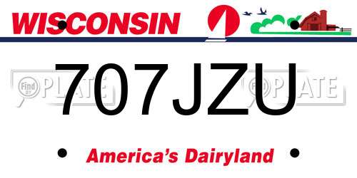 707JZU Wisconsin License Plate