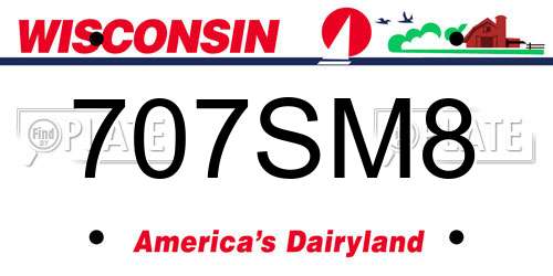 707SM8 Wisconsin License Plate