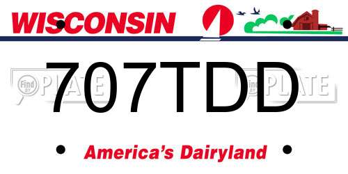 707TDD Wisconsin License Plate