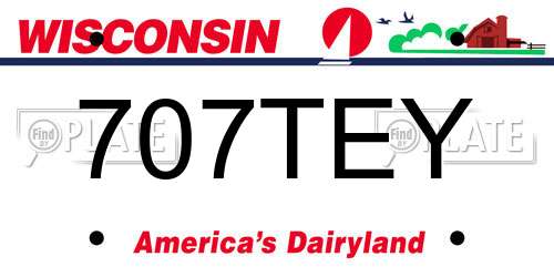 707TEY Wisconsin License Plate