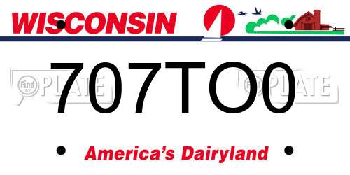 707TO0 Wisconsin License Plate