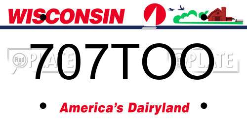 707TOO Wisconsin License Plate