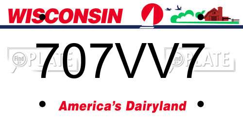 707VV7 Wisconsin License Plate